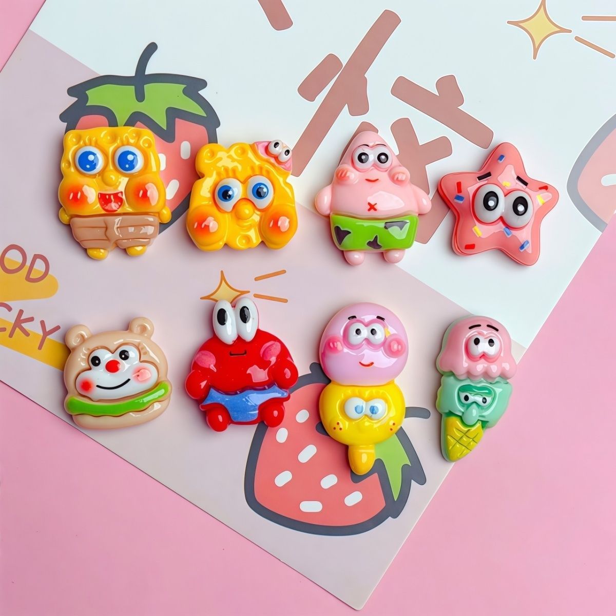 Spongebob Cyber Celebrous Surprise Blind Bag Gift Water Cup Mobile Phone Case Hairpin Refrigerator Sticker Diy Advanced Resin Accessories