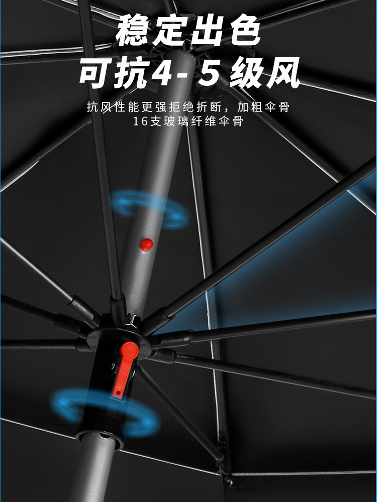 Dai Weiying Universal 2.4m Double Layer Black Glue Stainless Steel Fishing Umbrella Rainproof Sun Fishing Umbrella Outdoor Sunshade Thickened Umbrella
