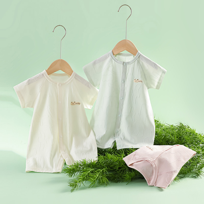 Летняя одежда для новорожденных, короткий рукав, тонкий детский комбинезон с застежкой для ползания