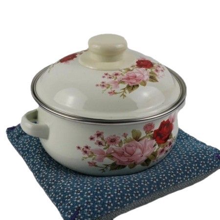 Enamel Soup Pot, Thickened Enamel Pot, Double-Handle Stew Pot, Noodle Cooking Pot, Milk Pot, Covered Bowl with Lid, Induction Cooker Enamelware