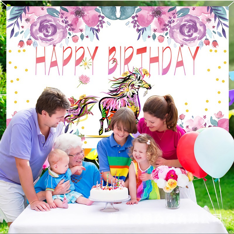 Manufacturer Customized Amazon Popular Background Cloth Birthday Party Photography Background Customized Foreign Trade Background Cloth