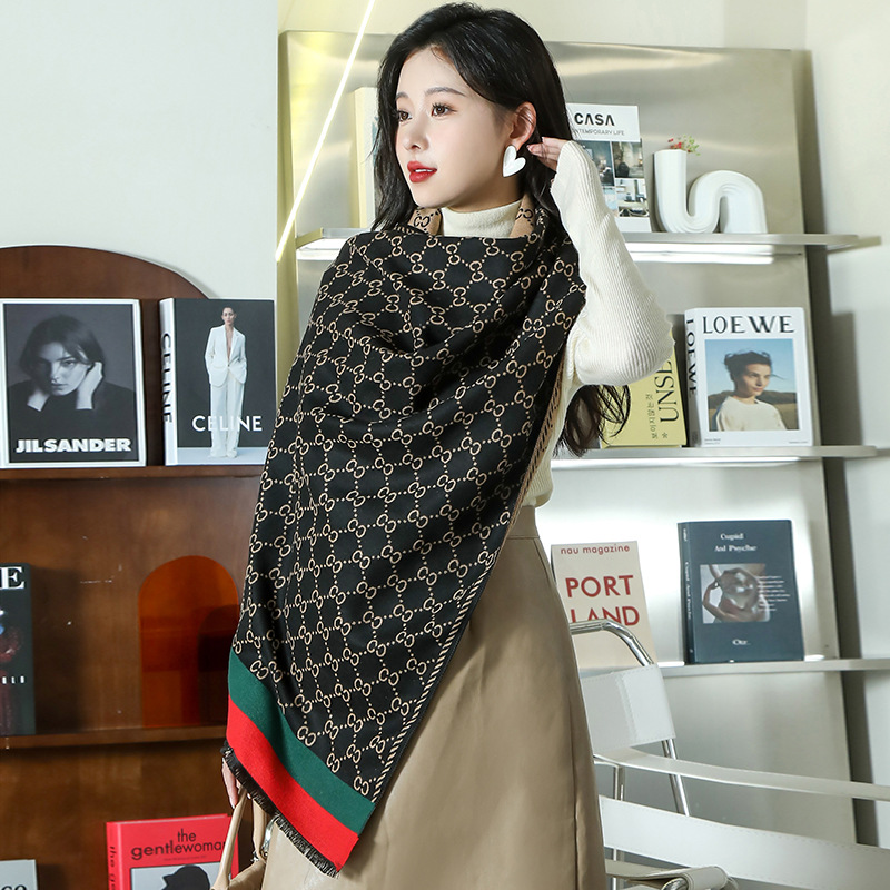 Винтажный жаккардовый кашемировый шарф с кисточками, осенне-зимний декоративный шаль для кондиционера, универсальный теплый шарф