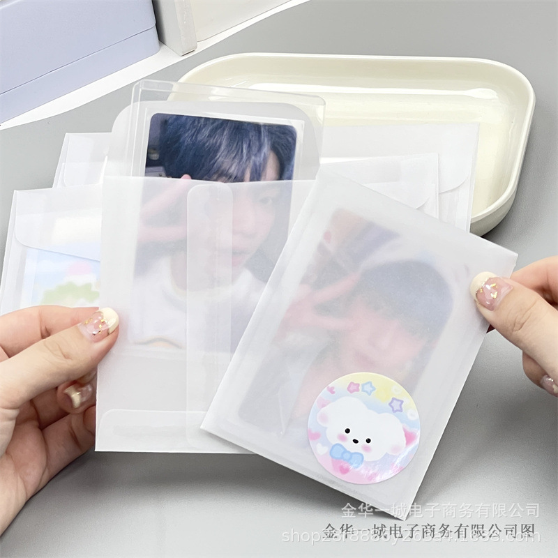Simple Transparent Envelope Bag Small Card Case Card Film Flat Top Self-Sealing Bag Star Aidou Album Polaroid Storage Bag