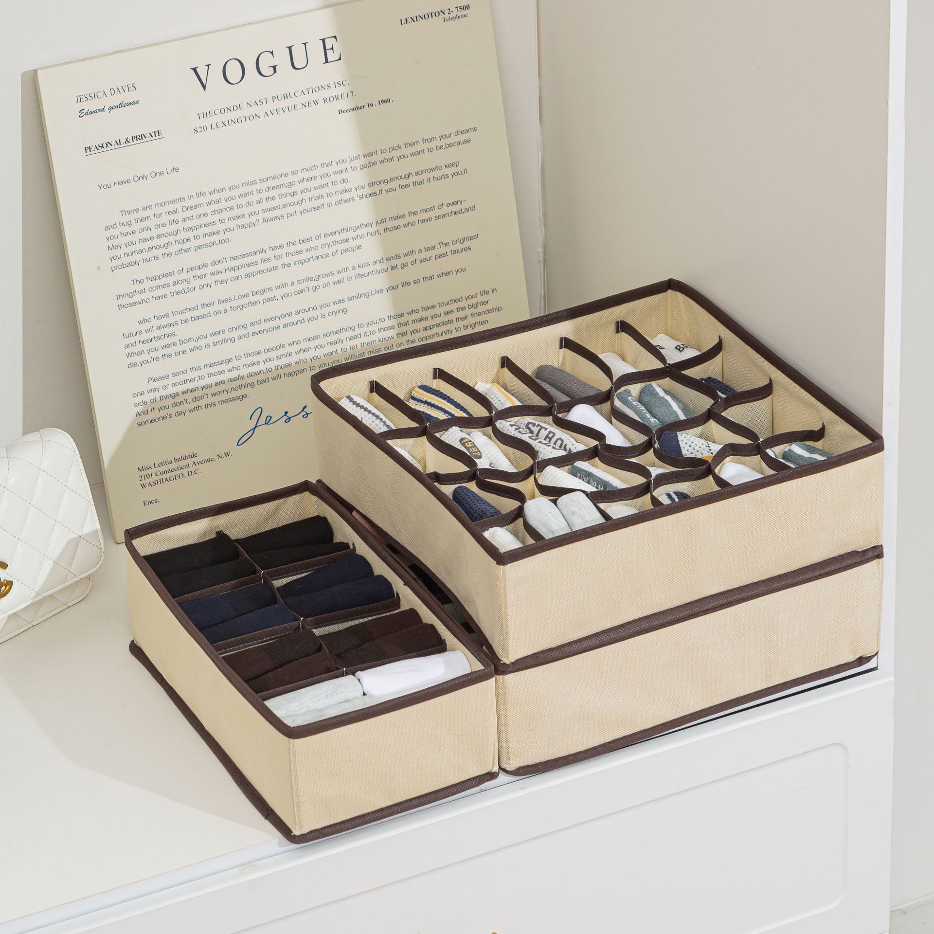 New 4-piece underwear underwear socks storage box drawer fabric underwear compartment wardrobe storage box