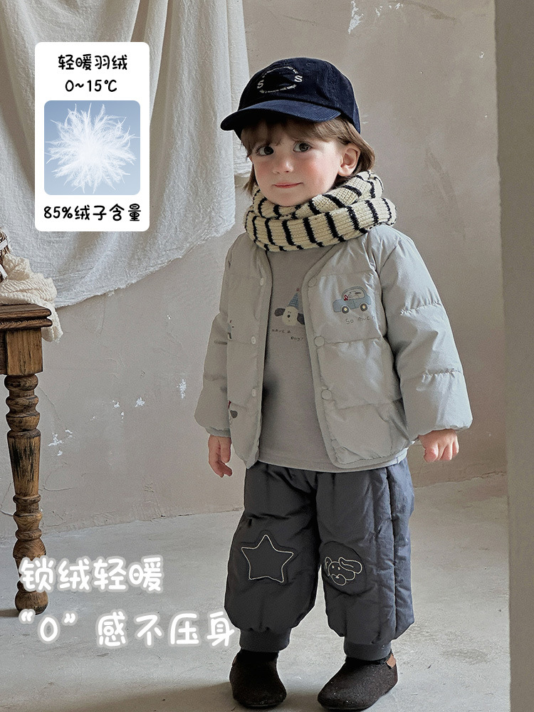 Baby down Jacket Autumn and Winter New Style Lightweight 90 White Duck down Coat for Boys and Kidsren Warm Outerwear Class a