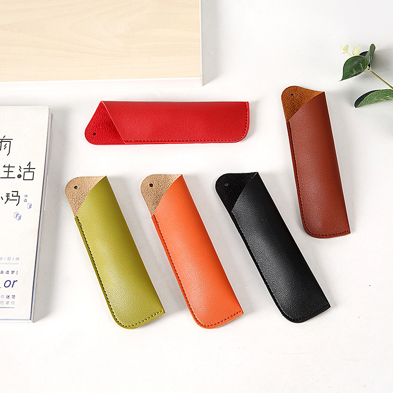 PU Leather Pencil Case Korean Style Student Stationery Bag Creative Simple Pencil Case Single Pencil Pen Protective Case Pencil Case