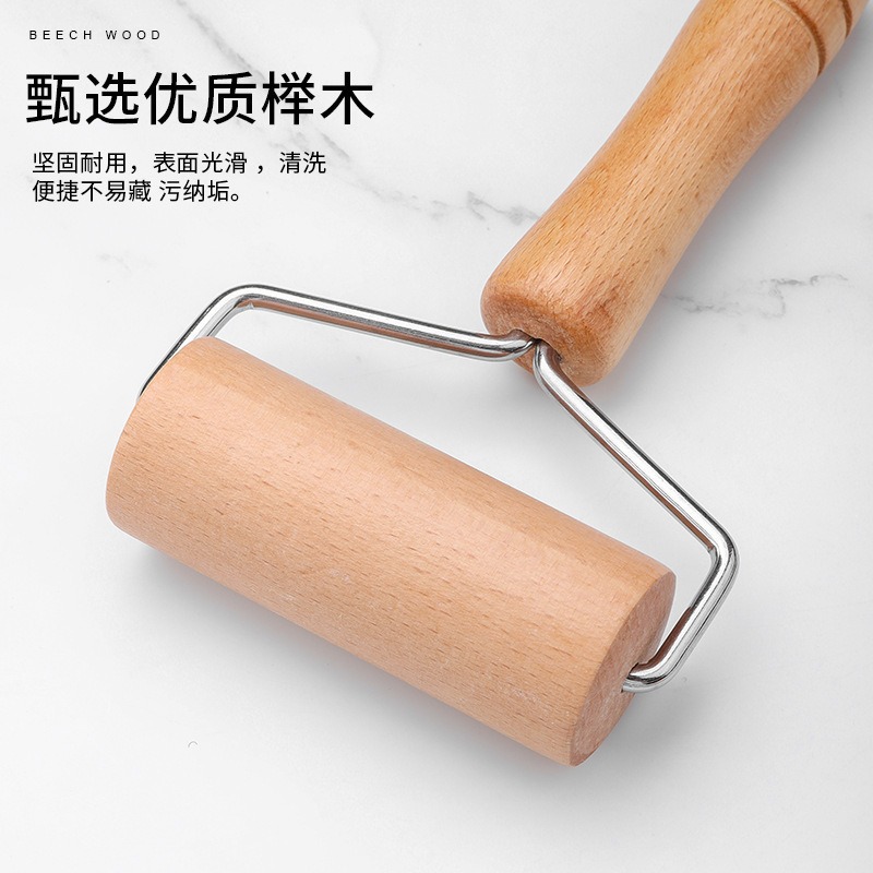 Wooden Handle Rolling Pin Double-Ended Household Solid Wood Roller Dumpling Skin Beech Wood Rolling Pin Roller Flour Stick Baking Tool