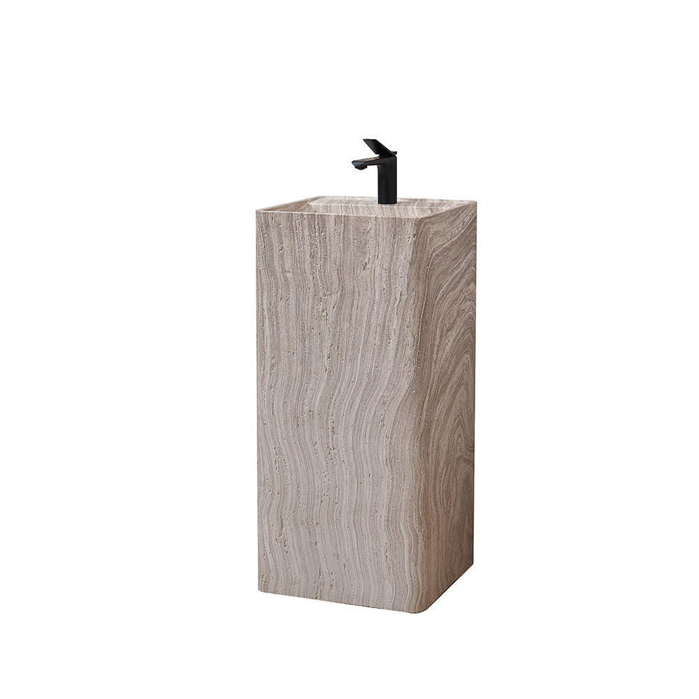 Artificial Travertine Minimalist Pedestal Basin Integrated Floor-Standing Imitation Marble Washbasin Designer Art Washbasin