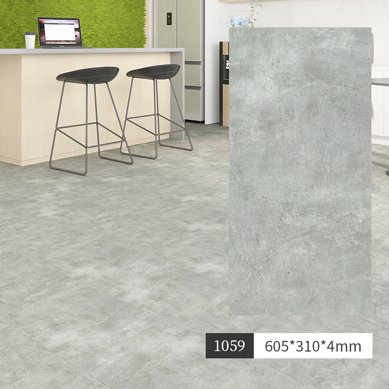 Spc Stone Plastic Lock Wood Floor Pure Color Cream Wabi-Sabi Style Household Micro-Cement Pvc Stone Crystal Snap-On Floor