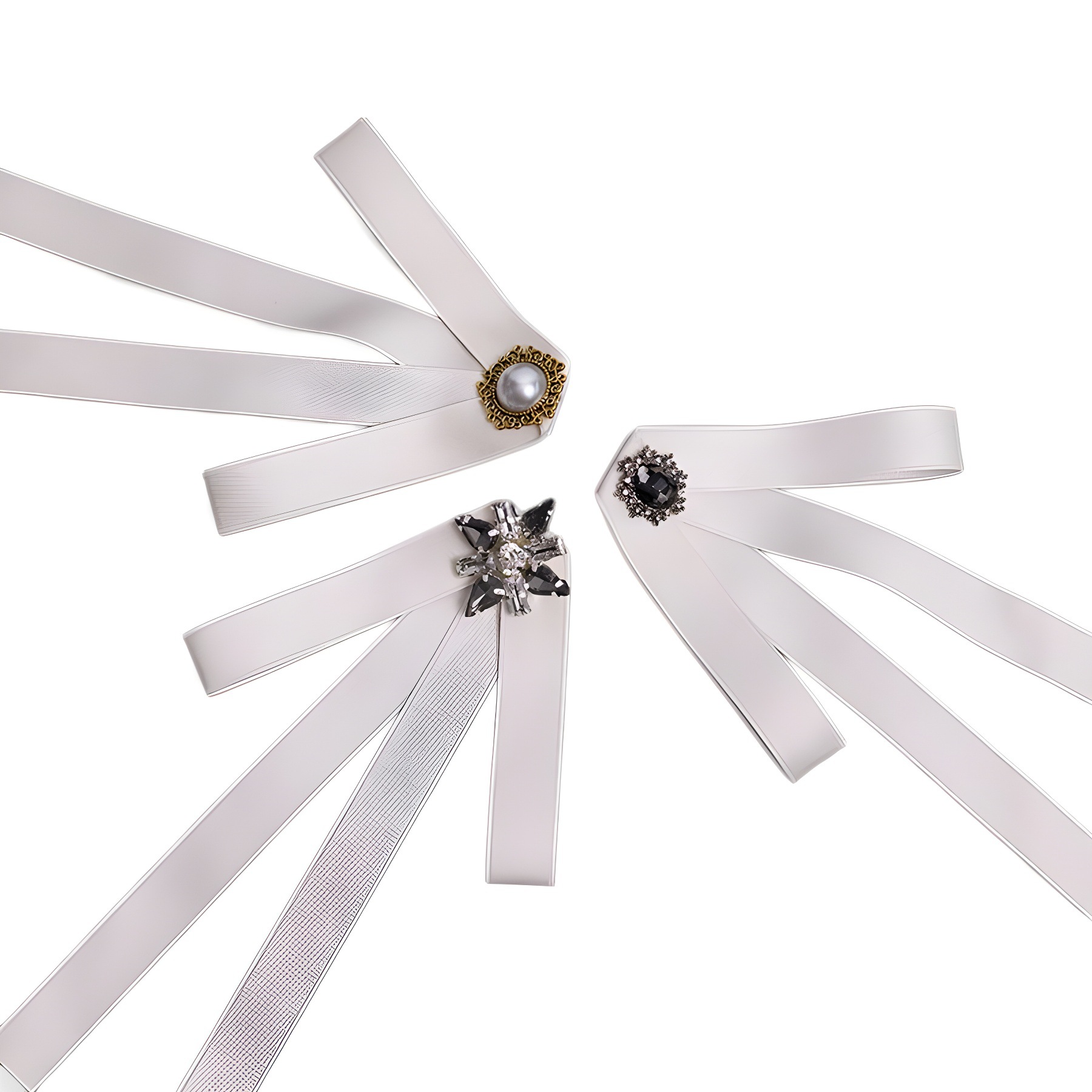 Shirt White Bow Decoration Women's Korean-style Pearl Tie Ribbon Academy Style Accessories Professional Collar Flower