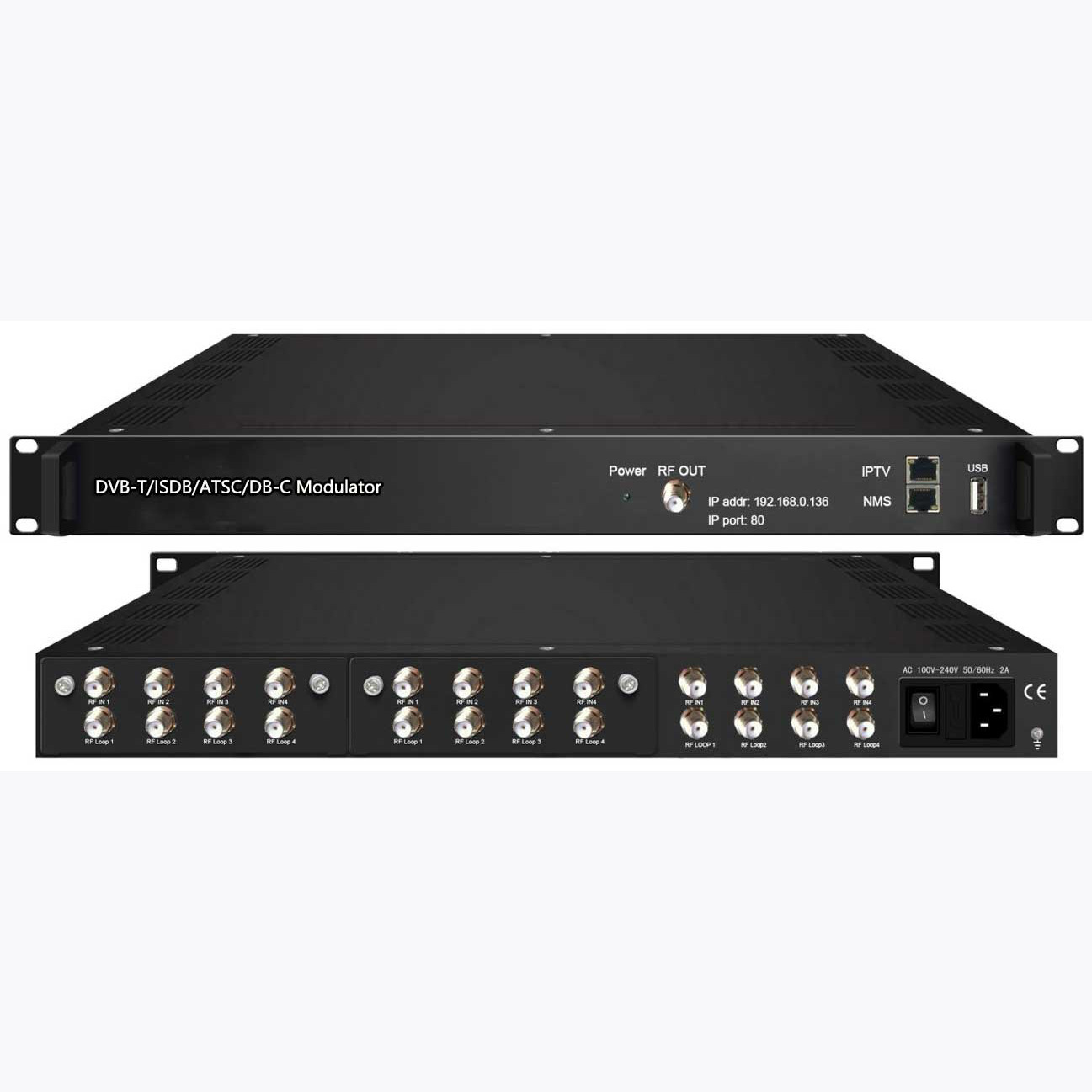 4 8 12 Dvb-S2 T2 Atsc Isdb to Rf Modulator Isdb Modulator