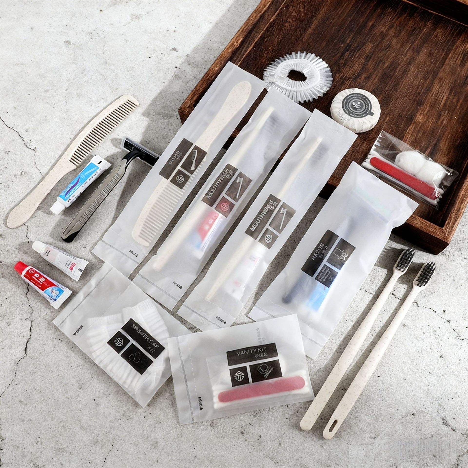 Одноразовая зубная щетка, зубная паста, расческа, туалетные принадлежности оптом, для путешествий, гостиницы, B&B, комплект одноразовых принадлежностей