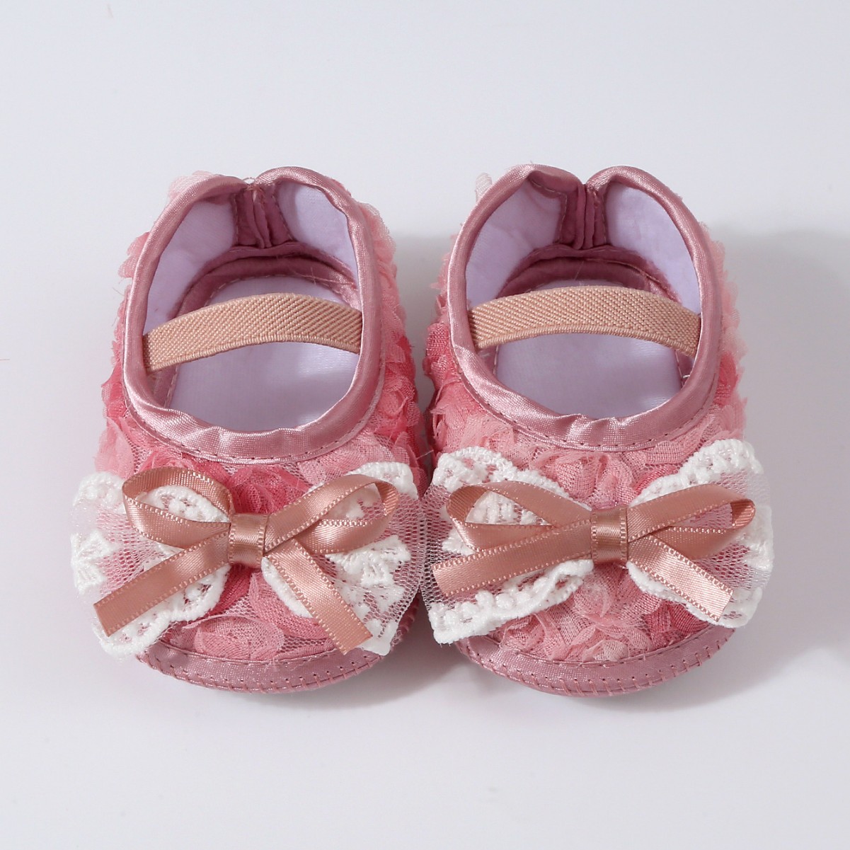 Newborn baby shoes 0-1 year old baby shoes soft bottom non-slip 5-9-11 month toddler shoes lace bow princess shoes