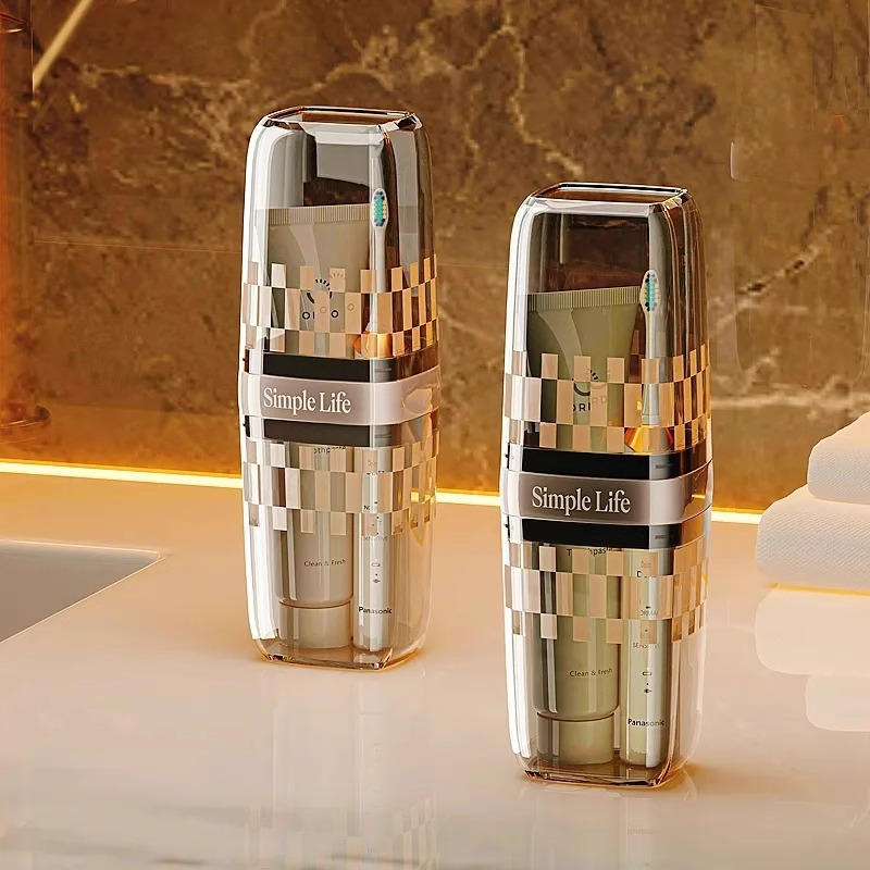 Travel Wash Cup, Toothbrush, Toothpaste, Toothware Cup, Portable Tooth Cylinder Storage Set, Three-In-One Travel Mouthwash Cup