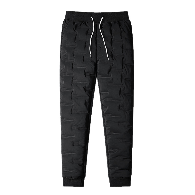 Men's down Cotton Pants Men's Export 2024 Autumn and Winter Thickeneded Warm and Cold-Proof Plus Size Pure Color Casual Pants