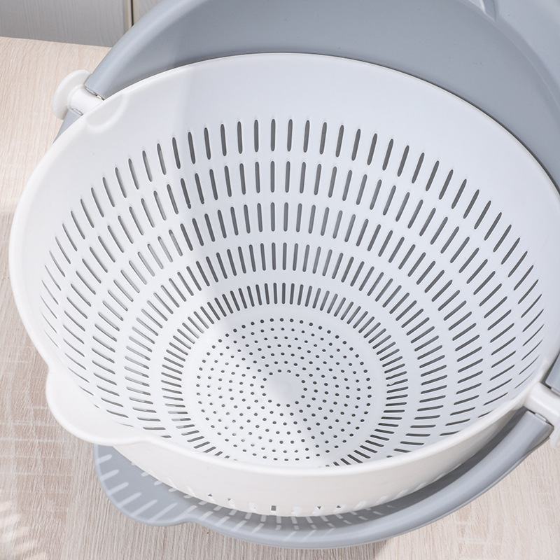 Round Double-Layer Plastic Drain Basket, Vegetable Washing Basin, Kitchen Vegetable Washing Basket, Fruit Basket, Drain Basin, Household Home