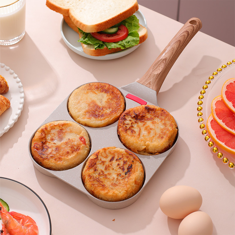 [Source Factory] Foreign trade hot-selling Maifan stone four-hole fried egg three-in-one pan non-stick breakfast pan