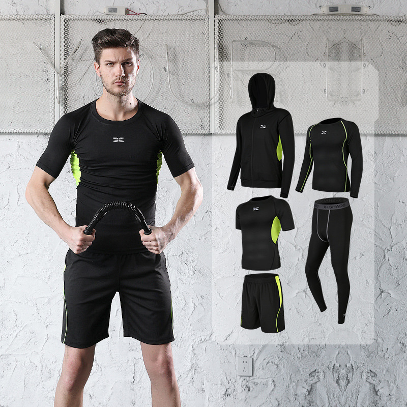Running Sports Suit Men's Casual Men's Fitness Yoga Clothing Shorts Bodysuit Short-Sleeved Training Sportswear