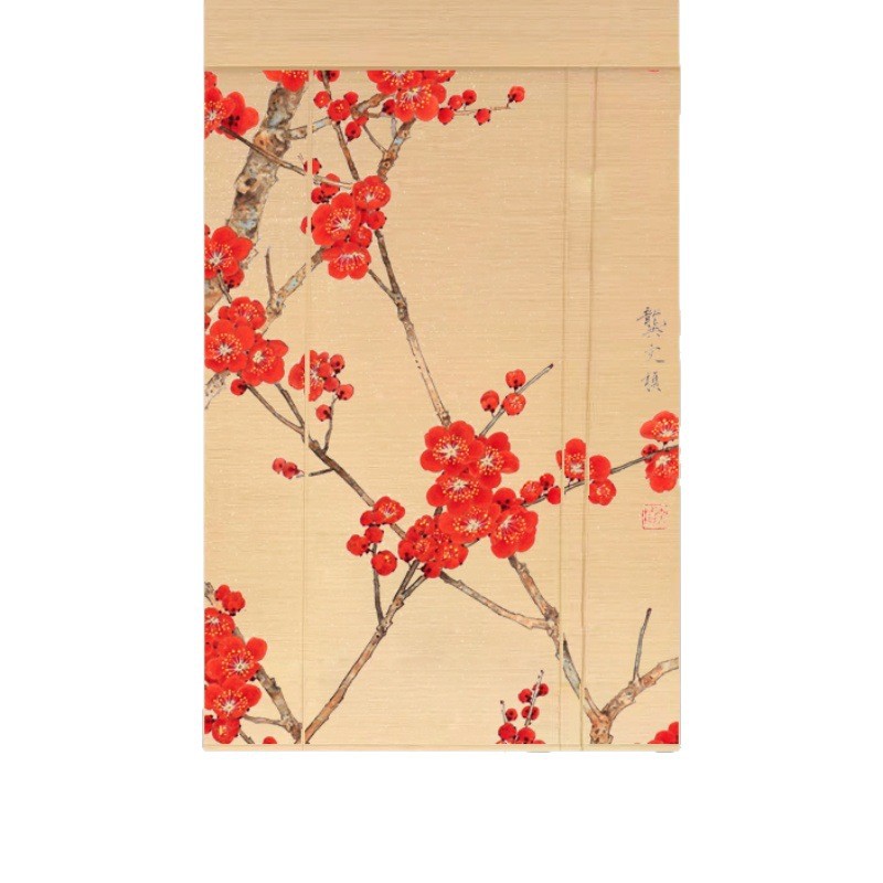 No-Drill Tea Room Door Curtain Text Kitchen Zen Study Calligraphy Bamboo Curtain Roller Curtain New Chinese Style Decoration