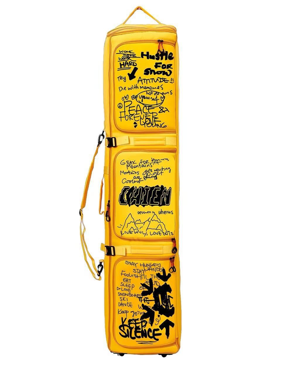 Ski Bag with Pulleys, Single and Double Board Travel Bag, Reinforced Multi-Pocket Dry and Wet Separation Ski Sports Backpack Can Be Customized