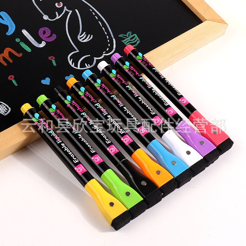 Factory wholesale color water-soluble dust-free liquid chalk water-based erasable blackboard pen painting LED lamp board pen