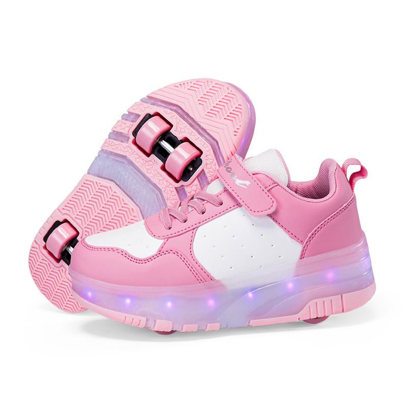 Children's Heelys Shoes Summer Two-Wheel Charging Roller Shoes Adult Skates with Light Wheel Shoes Source Factory