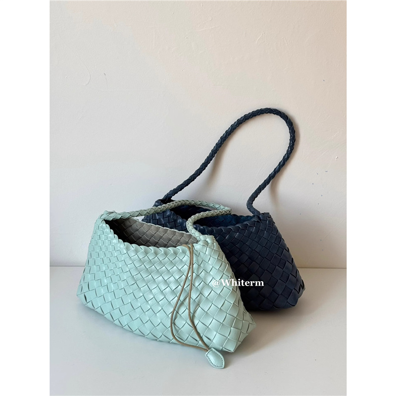 Hand-Woven Sailboat Bag, Fresh Color Matching Mint Green Armpit Bag, Casual Holiday Style Shoulder Handbag for Women