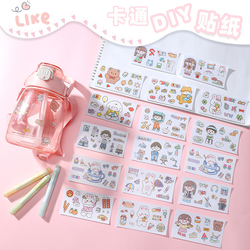 Стикер для рук, клейкая карточка, милый мультяшный водонепроницаемый прозрачный стикер для девочек, стикер для пластикового стакана, канцелярский стикер, оптовая продажа