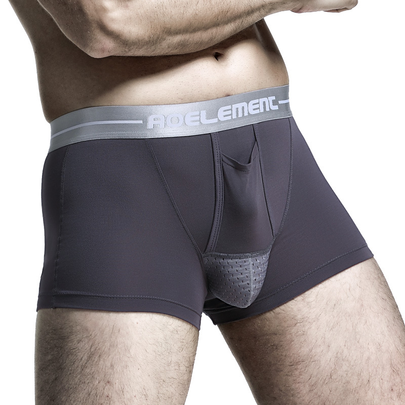 Men's Underwear Bullet Separation Underwear Men's Scrotum Support Ice Silk Bag Boxer Briefs U Convex Separation Boxer Briefs