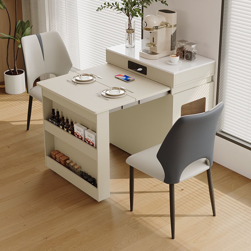 Новый обеденный стол в кремовом цвете, интегрированный, телескопический, складной, простой, массив дерева, многофункциональный