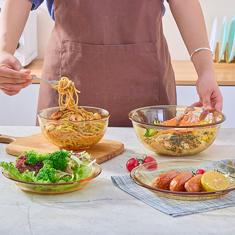 Glass Bowl Microwave Oven Special High Temperature Resistant Household Noodle Bowl Salad Bowl Rice Bowl Soup Bowl Dessert Bowl Tableware suit