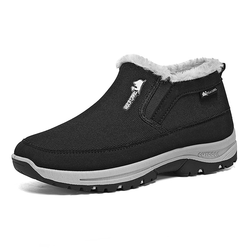 Men's Outdoor Snow Boots, Lazy Snow Shoes, Non-Slip Fleece-Lined, Thickeneded Warm Cotton Shoes, Non-Slip Casual Shoes, Size 46