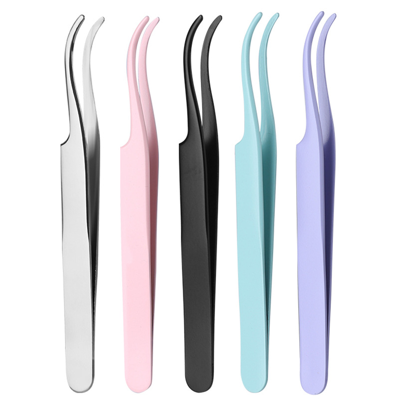 False Eyelash Tweezers Stainless Steel Self-grafting Blooming Tweezers Sticker Double Eyelid Sticker Portable Beauty Tools Dolphin Clip