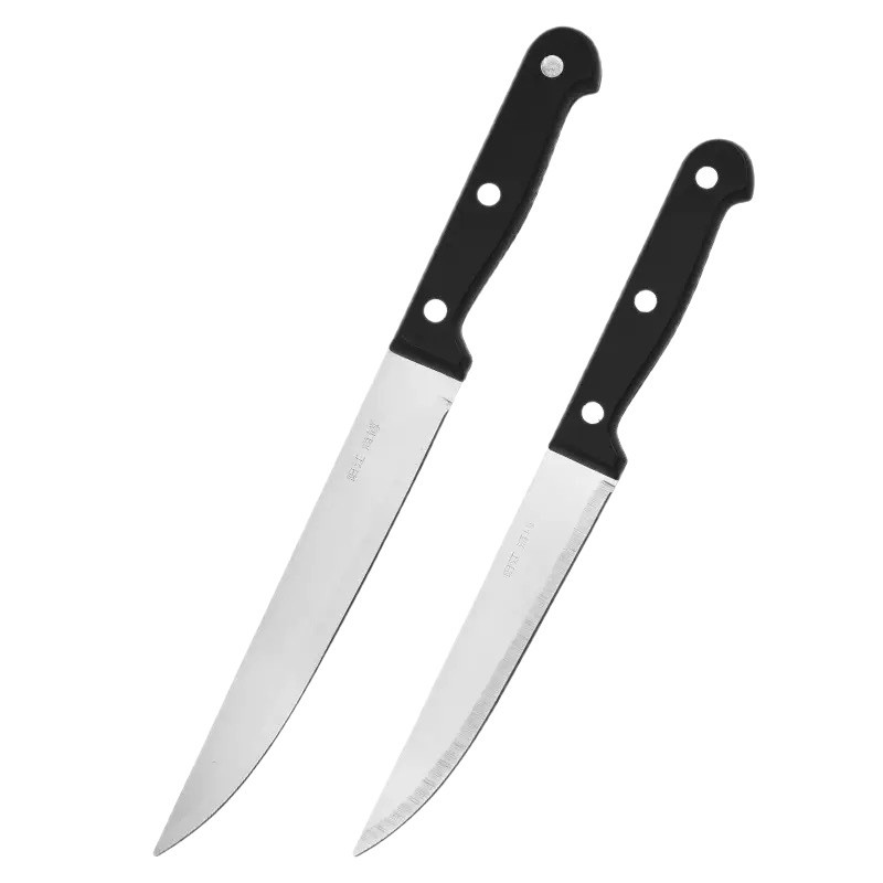 Large Three-Pin Knife with Colored Paper Cover Stainless Steel Knife Kitchen Utensils Stainless Steel Black Handle Multi-Purpose Fruit Knife Ready for Sale