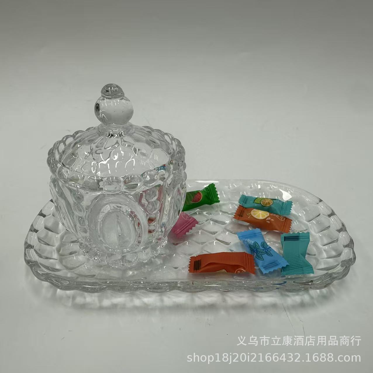 Glass Storage Jar Sugar Jar Transparent Glass Candle Holder Candy Box European Sugar Jar Dried Fruit Snack Jar Cross-Border Wholesale