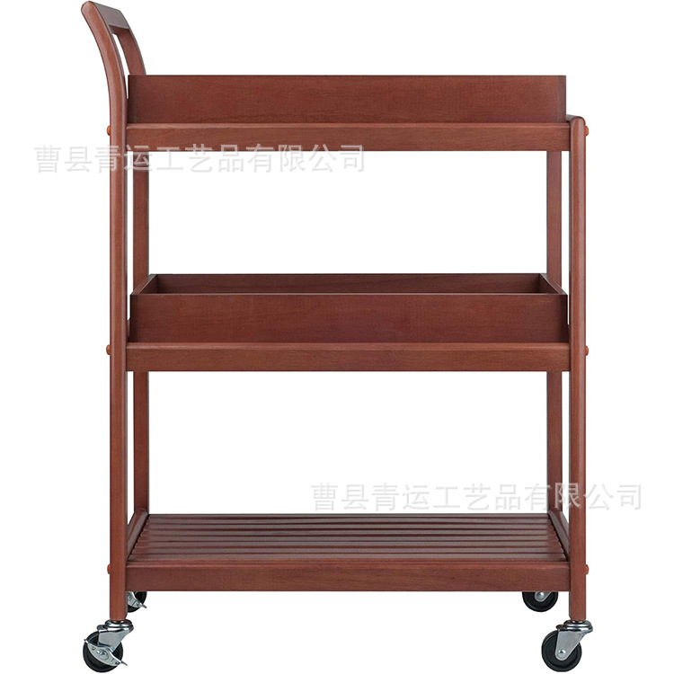 3 Tier Wooden Small Trolley Restaurant Upper Food Cart Hotel Cake Food Cart Mobile Service Cart with Lockable Wheels