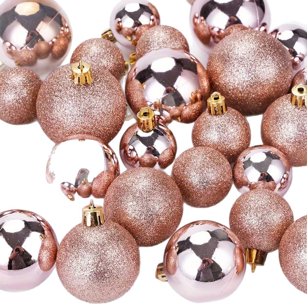 Cross-Border Christmas Matte Ball Red Electroplated Ball Christmas Hanging Ball Christmas Decorations Painted Pink Ball with Cap