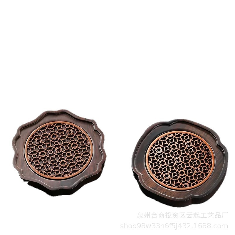 Ebony Pot Bearing Dry Brewing Table Tea Tray Tray Solid Wood Household Pot Dragging Tea Ceremony Accessories Pot Pad Cover Bowl Pad Pot Pad