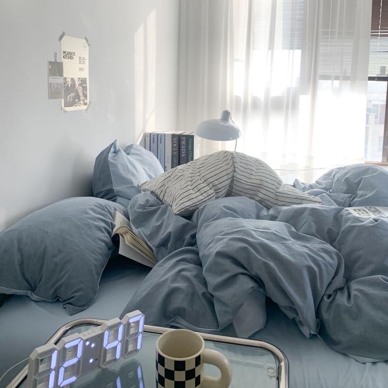 Ins Four-Piece Bed Bed Sheets Quilt Cover Skin-Friendly, Soft and Washable Machine Washable Student Dormitory Single Three-Piece Set Four-Piece Set