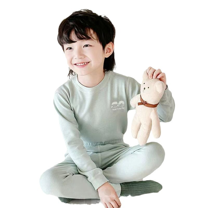 Children's Base Layer Wool Silk Double-Sided Thermal Thickened Boys' and Girls' Underwear Set Boys' and Girls' Autumn Clothes and Pants