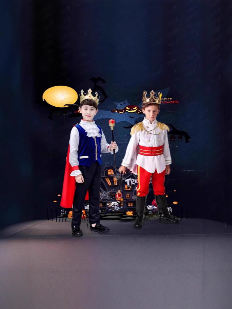 Prince Costume Kidsren's Halloween Boy Clothes King Cosplay Costume Performance Costume Performance Makeup Costume