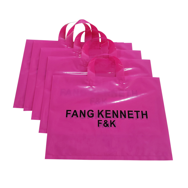 Soft Handle Plastic Bag Simple Wholesale Colorfulful Pe Sling Transparent Graphic Quick Printing Advertising Stereo Shopping Bag for Bookstore
