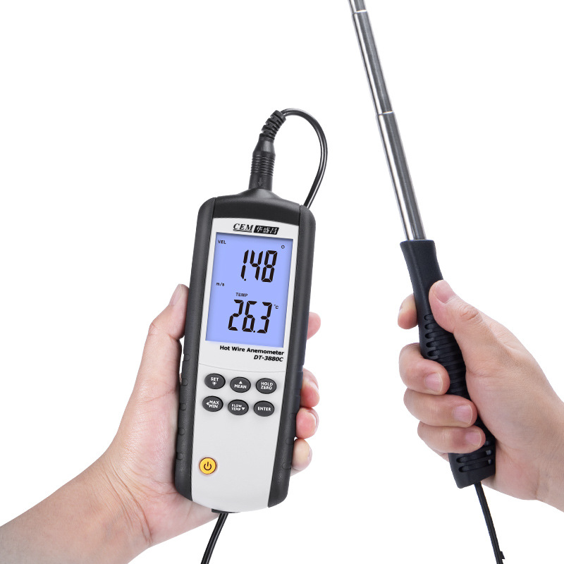Huashengchang Cem Thermal Speed Anemometer Handheld Air Volume and Temperature Measuring Instrument High-Precision Air Volume Meter Dt-3880C