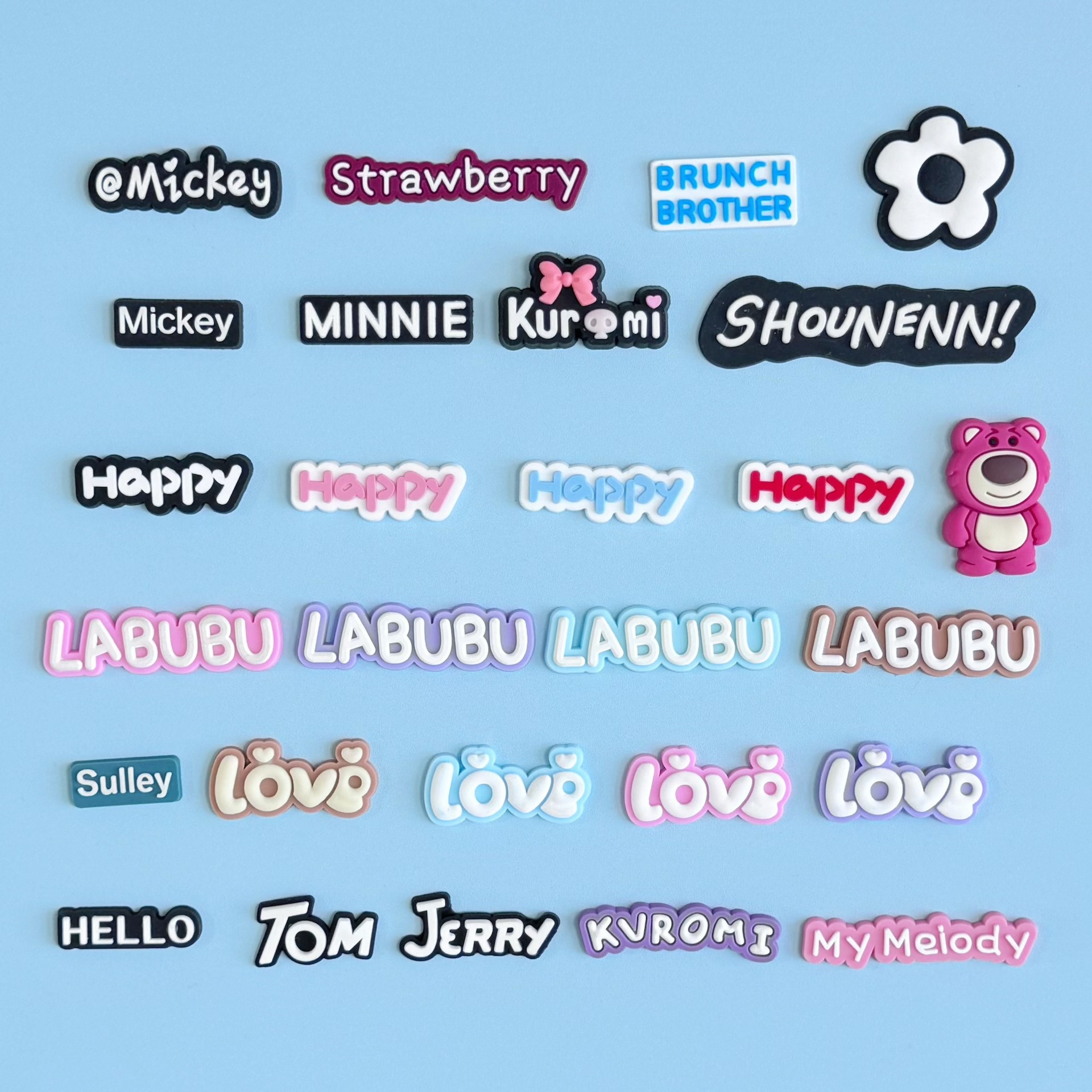 pvc soft glue english letter cartoon refrigerator air conditioner decorative patch diy home patch apple phone case patch