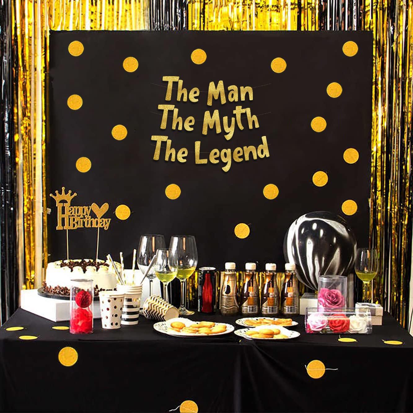 The Man the Myth the Legend Gold Glitter Banner – Men's Birthday, Single