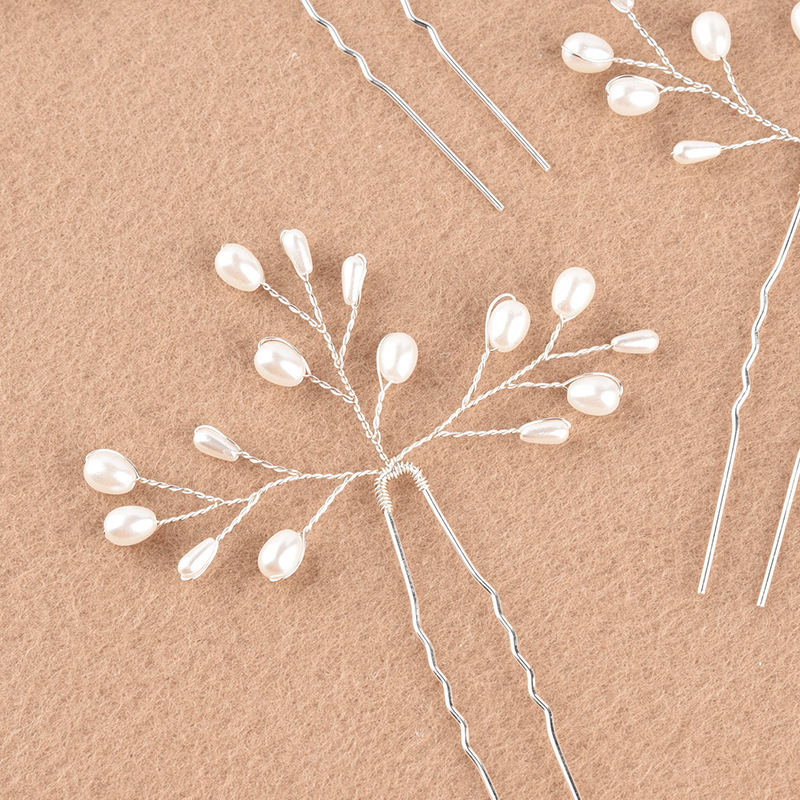 Korean Style New Arrival Handmade Pearl Hair Fork Bride Simple Beautiful Hair Accessories Hairpin Beaded Pearl Gold silver Hair Accessories