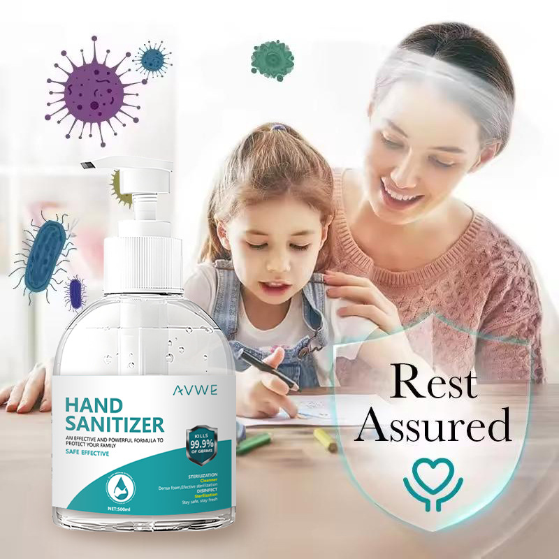 All-English No-Rinse Alcohol Disinfectant Gel 500ml Large Capacity Antibacterial Household Hand Sanitizer Cross-Border Wholesale
