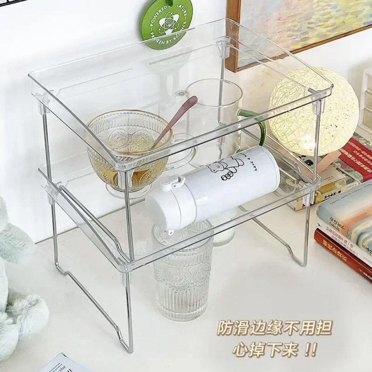 Ns Style Foldableable Storage Rack I Transparent Countertop Cosmetics Storage Rack Office Desk Storage Kitchen Storage Rack