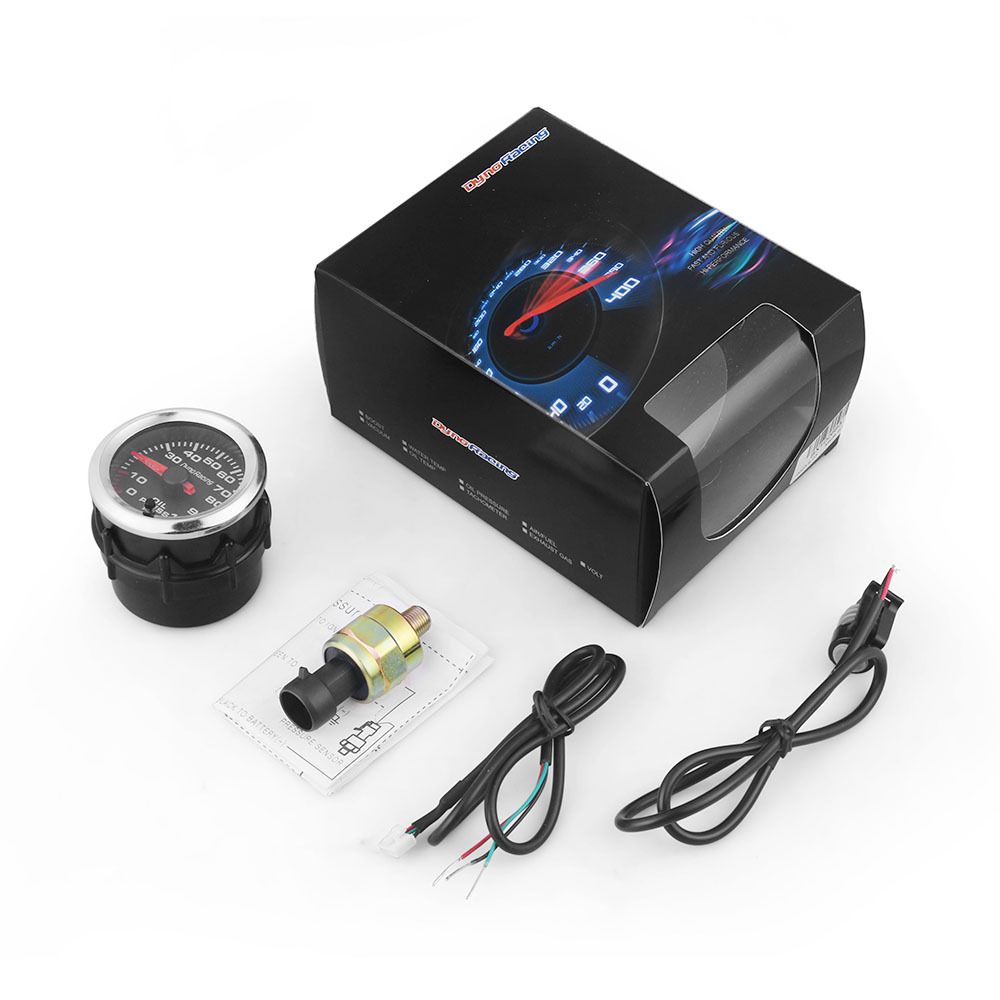 2 ''52mm car modification oil pressure gauge colorful background light 12v pointer meter 0 ~ 100PSI
