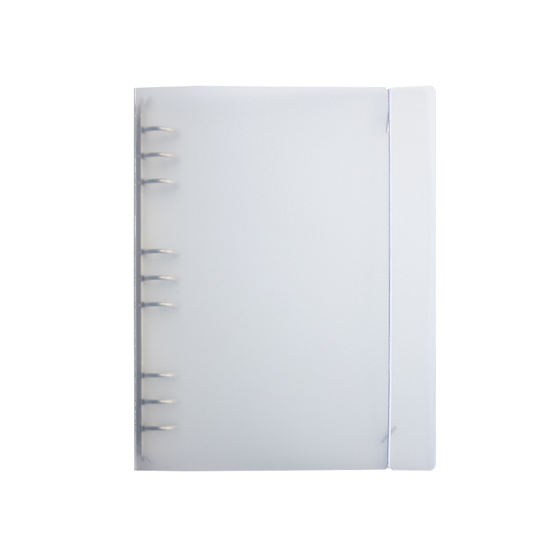 High color matte texture strap insert A4 loose-leaf book shell transparent PP data storage book loose-leaf folder